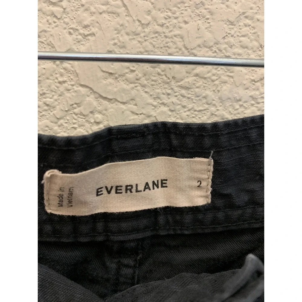 Everlane Fatigue Barrel Pants Womens 2 Black Organic Cotton Linen Utility
